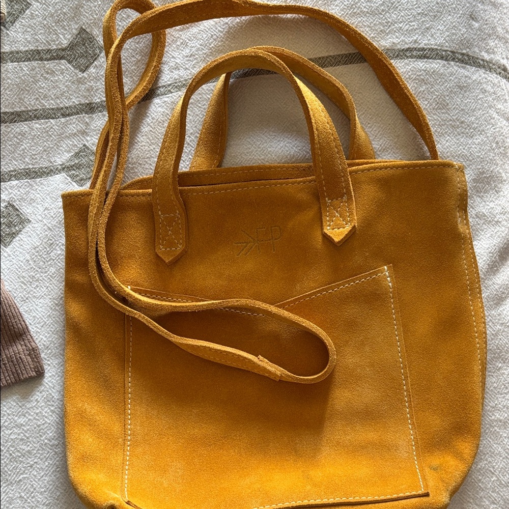 Freshly Picked Mustard Suede Tote